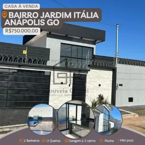Casa com 3 Quartos à venda, 168m² no Residencial Jardim Itália I e II Etapa, Anápolis