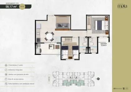 Apartamento com 2 Quartos à venda, 58m² no Real Sul, Ribeirão Preto