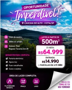 Lote/Terreno à venda, 500m² no Jardim São Luiz (Caucaia do Alto), Cotia