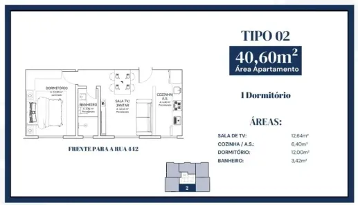 Apartamento com 2 Quartos à venda, 40m² no Morretes, Itapema