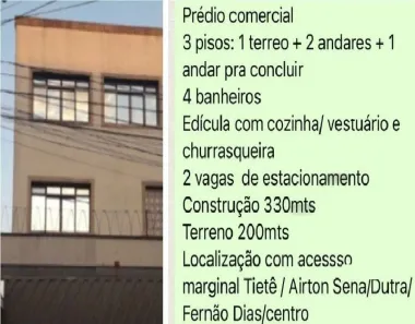 Prédio Comercial à venda, 330m² no Vila Guilherme, São Paulo