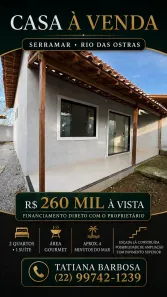 Casa com 2 Quartos à venda, 11m² no Serramar, Rio das Ostras