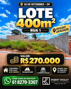 Lote/Terreno à venda, 400m² no , Brasília