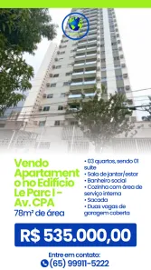 Apartamento com 3 Quartos à venda, 78m² no Alvorada, Cuiabá