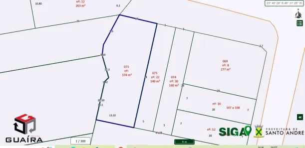 Lote/Terreno à venda, 374m² no Vila Alzira, Santo André