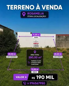 Lote/Terreno à venda, 280m² no Parque Residencial Rosamélia, Cosmópolis
