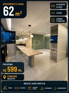Apartamento com 2 Quartos à venda, 62m² no Cordeiro, Recife