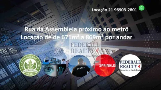 Sala Comercial para alugar, 869m² no Centro, Rio de Janeiro