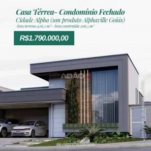 Casa de Condomínio com 3 Quartos à venda, 206m² no Terras Alpha Residencial 2, Senador Canedo