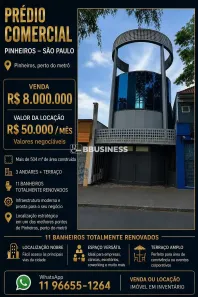 Prédio Comercial para alugar, 600m² no Pinheiros, São Paulo
