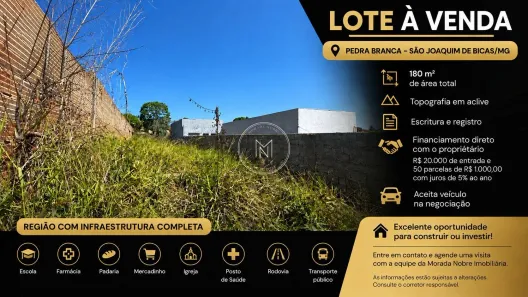 Lote/Terreno à venda, 180m² no Pedra Branca, São Joaquim de Bicas