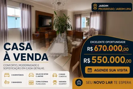 Casa com 3 Quartos à venda, 145m² no Prolongamento Jardim Lima, Franca