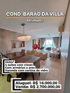Apartamento com 4 Quartos para venda ou aluguel, 240m² no Adrianópolis, Manaus