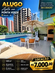 Apartamento com 4 Quartos para alugar, 120m² no Ponta Verde, Maceió