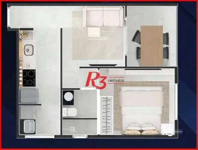 Apartamento com 1 Quarto à venda, 39m² no Aparecida, Santos