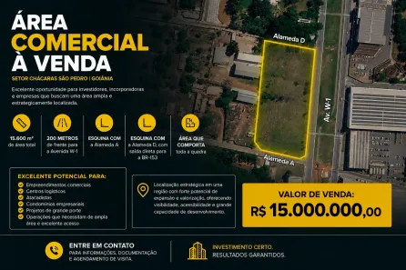 Lote/Terreno à venda, 15600m² no Chácaras São Pedro, Aparecida de Goiânia