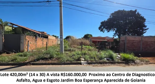 Lote/Terreno à venda, 420m² no Jardim Boa Esperança, Aparecida de Goiânia