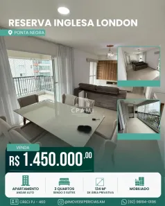 Apartamento com 3 Quartos à venda, 134m² no Ponta Negra, Manaus