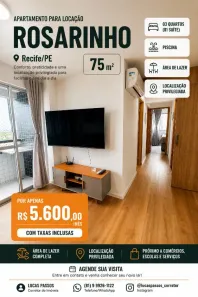 Apartamento com 3 Quartos para alugar, 75m² no Ponto de Parada, Recife