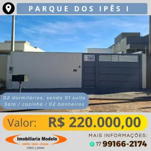 Casa com 2 Quartos à venda, 65m² no Residencial Parque dos Ipês I, Mirassol