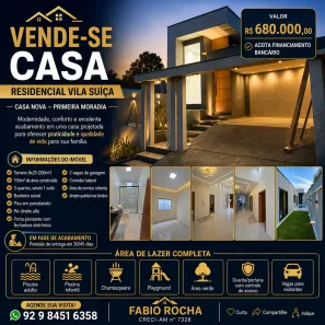 Casa de Condomínio com 3 Quartos à venda, 150m² no Tarumã, Manaus