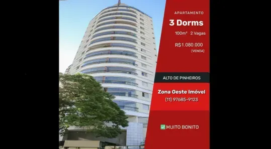 Apartamento com 3 Quartos à venda no Alto de Pinheiros, São Paulo