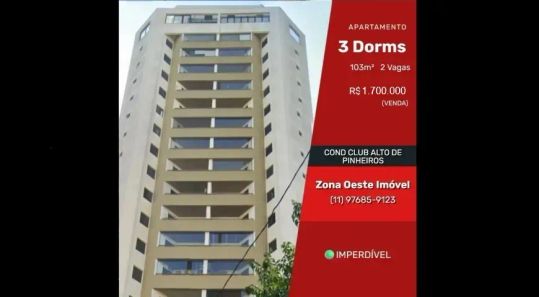Apartamento com 3 Quartos à venda, 103m² no Alto da Lapa, São Paulo