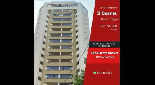 Apartamento com 3 Quartos à venda, 103m² no Alto da Lapa, São Paulo