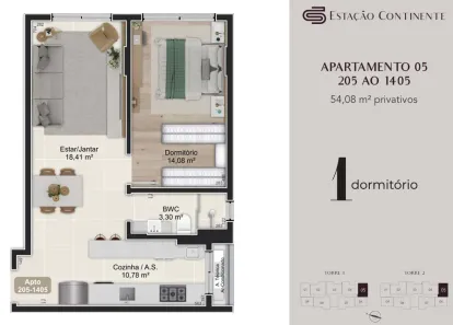 Apartamento com 1 Quarto à venda, 55m² no Campinas, São José