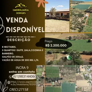 Fazenda/Sítio com 5 Quartos à venda, 80000m² no Brazlândia, Brasília