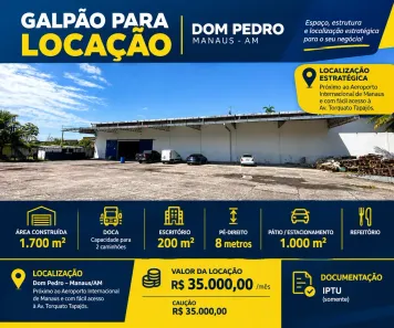 Galpão/Depósito/Armazém para alugar, 1700m² no Dom Pedro I, Manaus