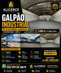 Galpão/Depósito/Armazém para alugar, 1000m² no Tarumã, Manaus