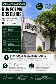 Galpão/Depósito/Armazém para alugar, 250m² no Jardim São Jorge (Raposo Tavares), São Paulo