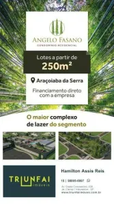 Lote/Terreno à venda, 250m² no Jardim Arco Rio Verde, Araçoiaba da Serra