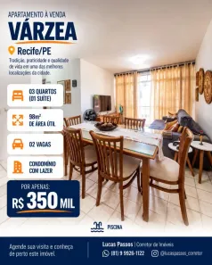 Apartamento com 3 Quartos à venda, 98m² no Várzea, Recife