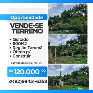 Lote/Terreno à venda, 600m² no Tarumã, Manaus