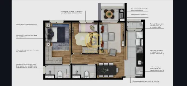 Apartamento com 2 Quartos à venda, 58m² no Jardim Esplanada, São José dos Campos