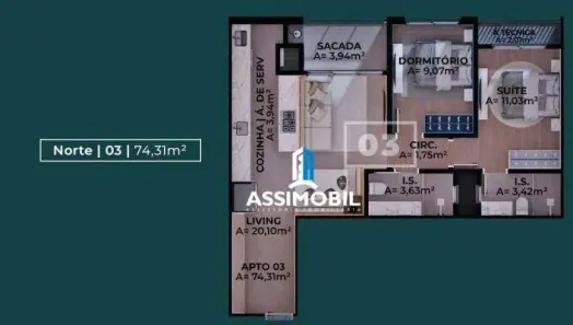Apartamento com 2 Quartos à venda, 74m² no Pagani, Palhoça