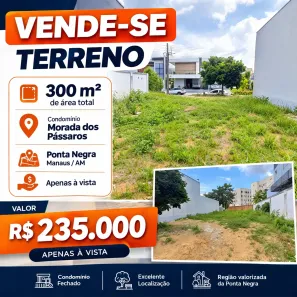 Lote/Terreno à venda, 300m² no Ponta Negra, Manaus