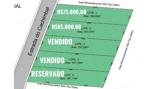 Lote/Terreno à venda, 630m² no Arrozal, Piraí