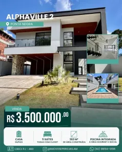 Casa de Condomínio com 5 Quartos à venda, 363m² no Ponta Negra, Manaus