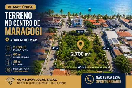 Lote/Terreno com 1 Quarto à venda, 2700m² no , Maragogi