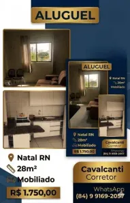 Apartamento com 1 Quarto para alugar, 28m² no Lagoa Nova, Natal