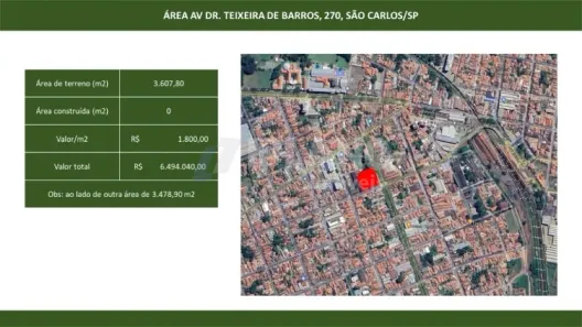 Lote/Terreno à venda, 3607m² no Vila Prado, São Carlos