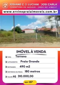 Lote/Terreno à venda, 490m² no Praia do Ervino, São Francisco do Sul