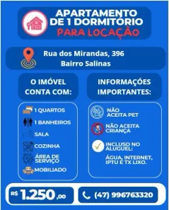 Apartamento com 1 Quarto para alugar, 36m² no Salina, Balneário Barra do Sul