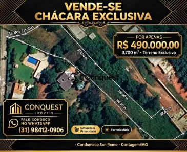 Lote/Terreno à venda, 3700m² no Condomínio Estância San Remo, Contagem