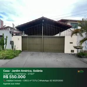 Casa com 3 Quartos à venda, 200m² no Jardim América, Goiânia