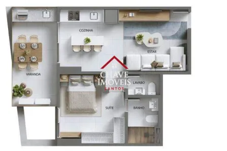 Apartamento com 1 Quarto à venda, 59m² no Ponta da Praia, Santos