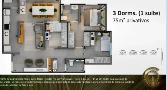 Apartamento com 2 Quartos à venda, 75m² no Buru, Salto